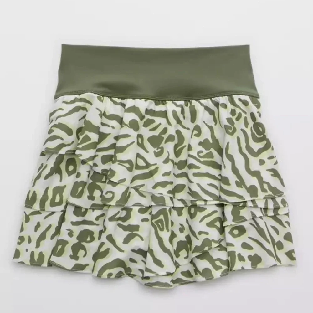 NWT Offline by Aerie Maggie Ruffle Tiered Tennis Skort Green Leopard
